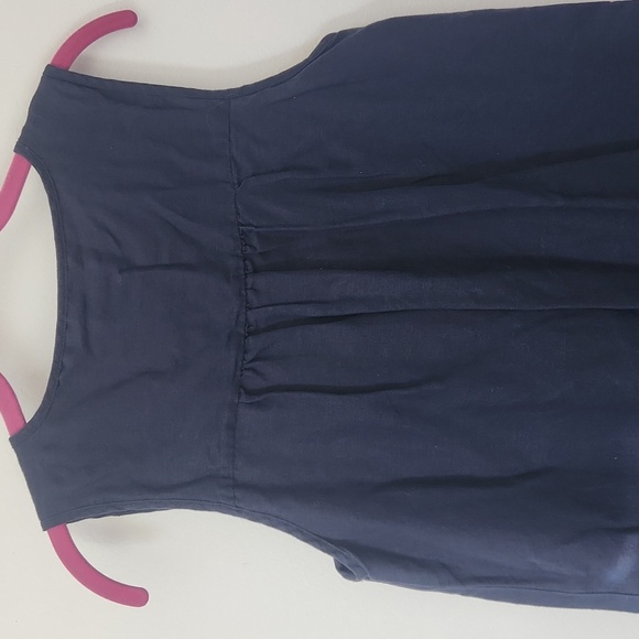 J Crew Navy Blue LINEN Blend Tank Shift Dress Floral Embroidered Womens XS - Picture 6 of 9